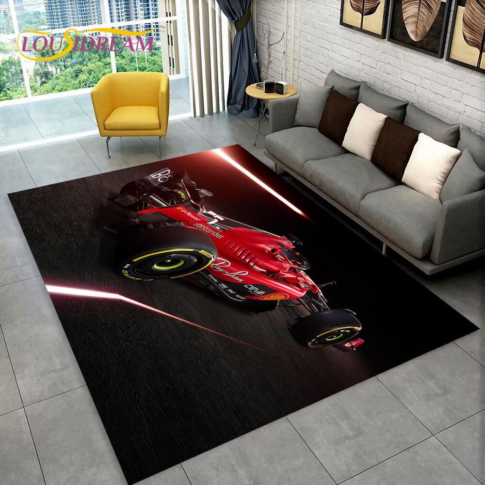 Rennfahrzeug Auto Rennfahrer Cartoon Teppich Teppich für Zuhause Wohnzimmer Schlafzimmer Sofa Fußmatte Dekoration, Kinder Spielbereich Teppich Rutschfeste Bodenmatte 40x60cm