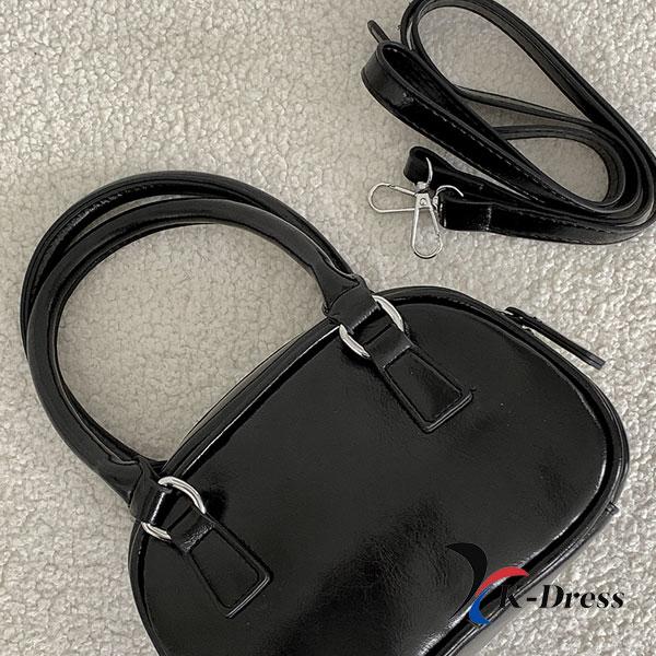 Emaille Mini Crossbody Bowling Bag Two-Way Strap Tote Leren Telefoontasje
