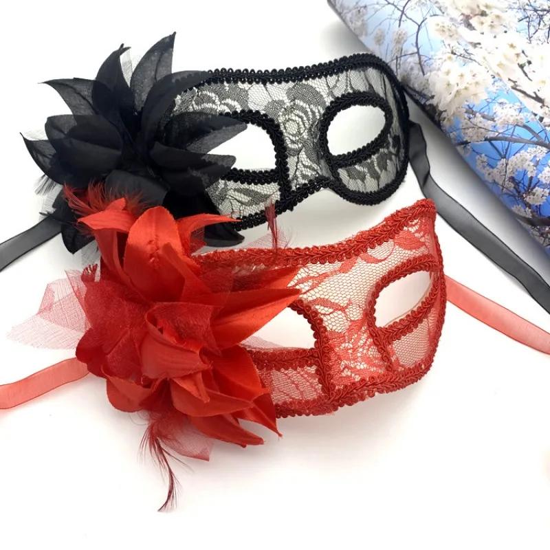 Venice Makeup Ball Golden Onion Yarn Flower Lace Mask Half Face Adult Eye Mask Halloween Performance Prop