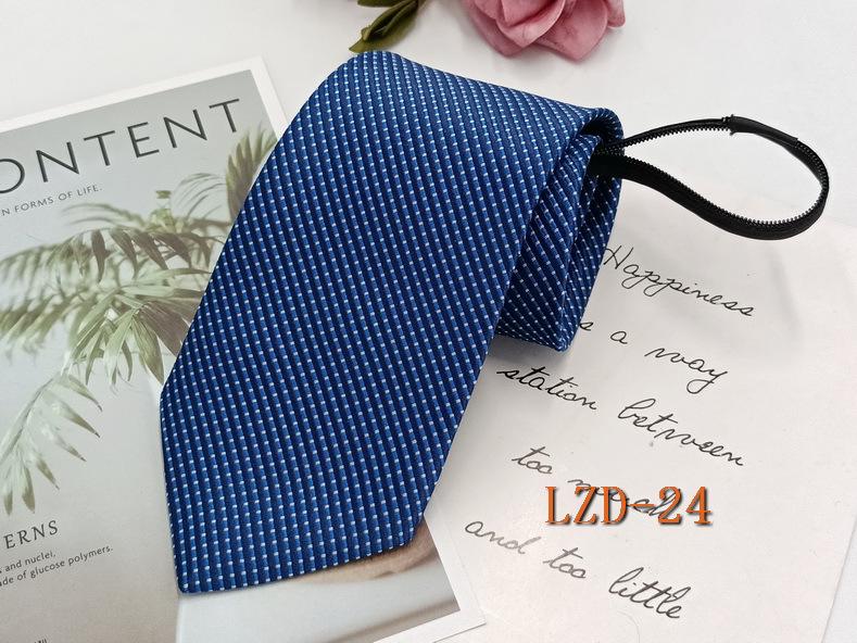 Men's Easy-Pull Knot-Free 8cm Striped Black Zipper Tie