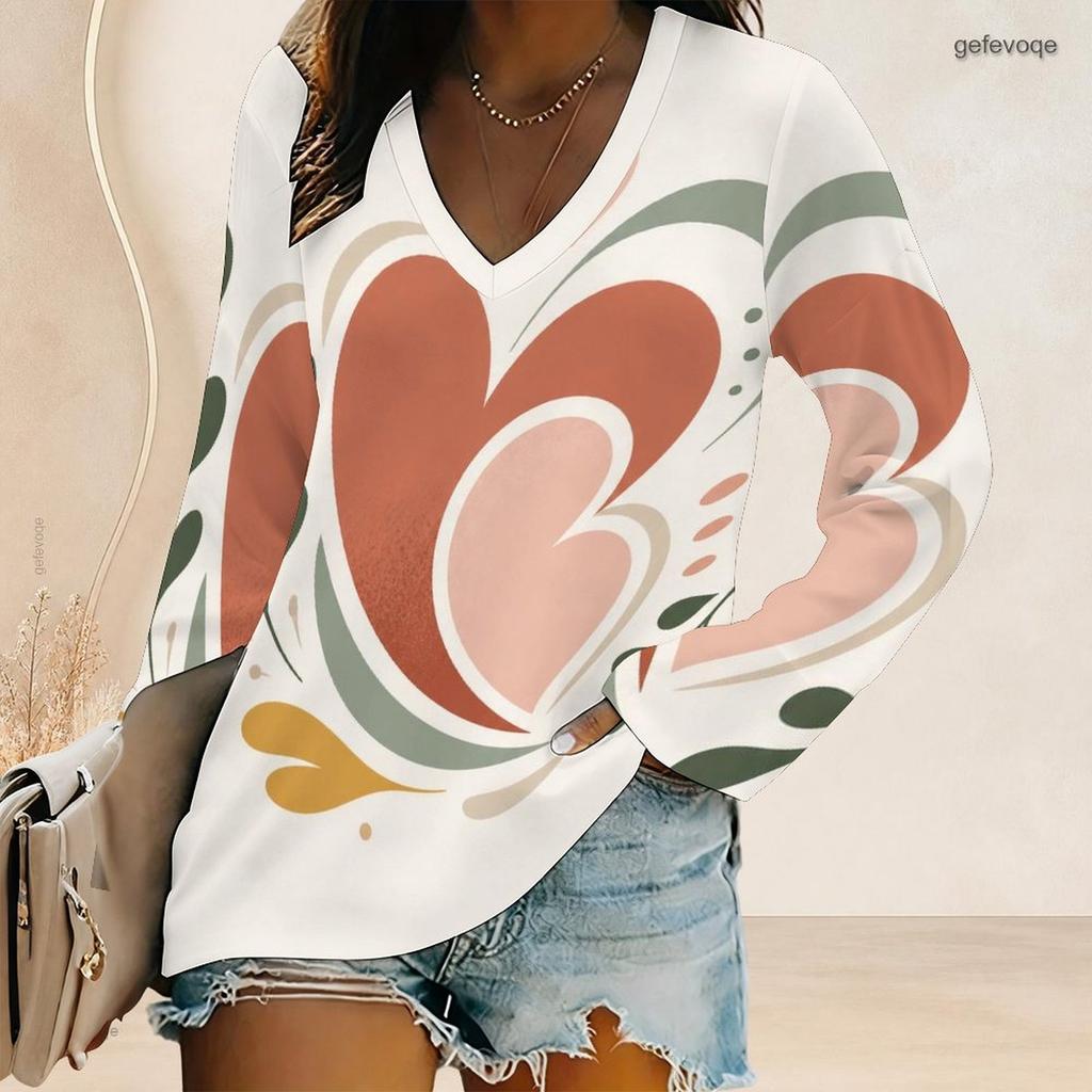 Plus Size Women V Neck Long Sleeve Button Detail Loose Stylish Comfortable Casual Daily Ladies Top