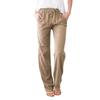 Spring and Summer Women's Solid Color Cotton and Linen Drawstring Loose Casual Wide-leg Trousers