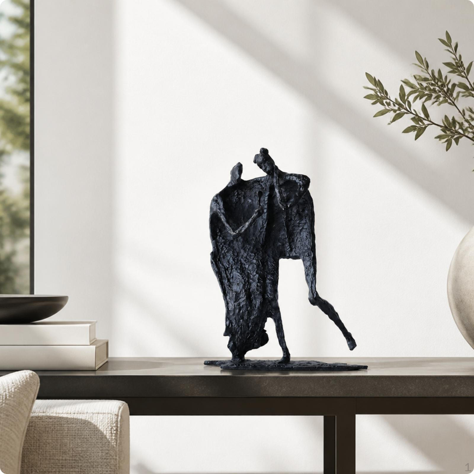 Human Figure Sculpture Decorative Abstract with Flat Base Hollow Statue for Home Stylists,