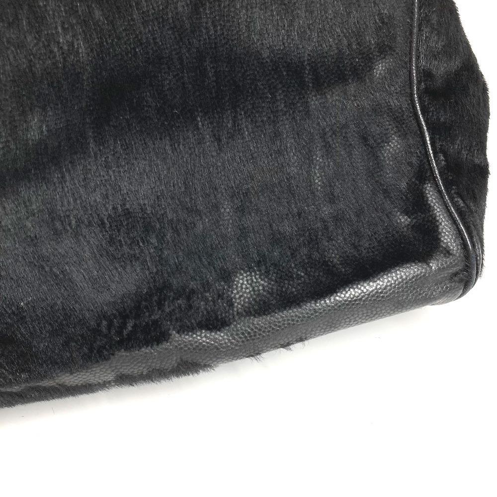 CHANEL Shoulder Bag Hand Bag Tote Bag Pony-Hair / Leather Black