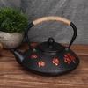 Copper Handle Cast Iron Teapot Straight Hook Spout Tea Pot Kettle Elegant Iron Tea Pot  Tea Brewing