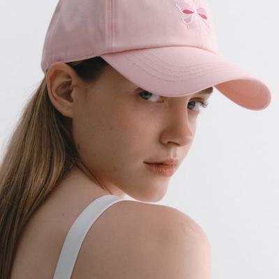 SALTYFLOWER Pink Ribbon Embroidered Signature Cap Pink