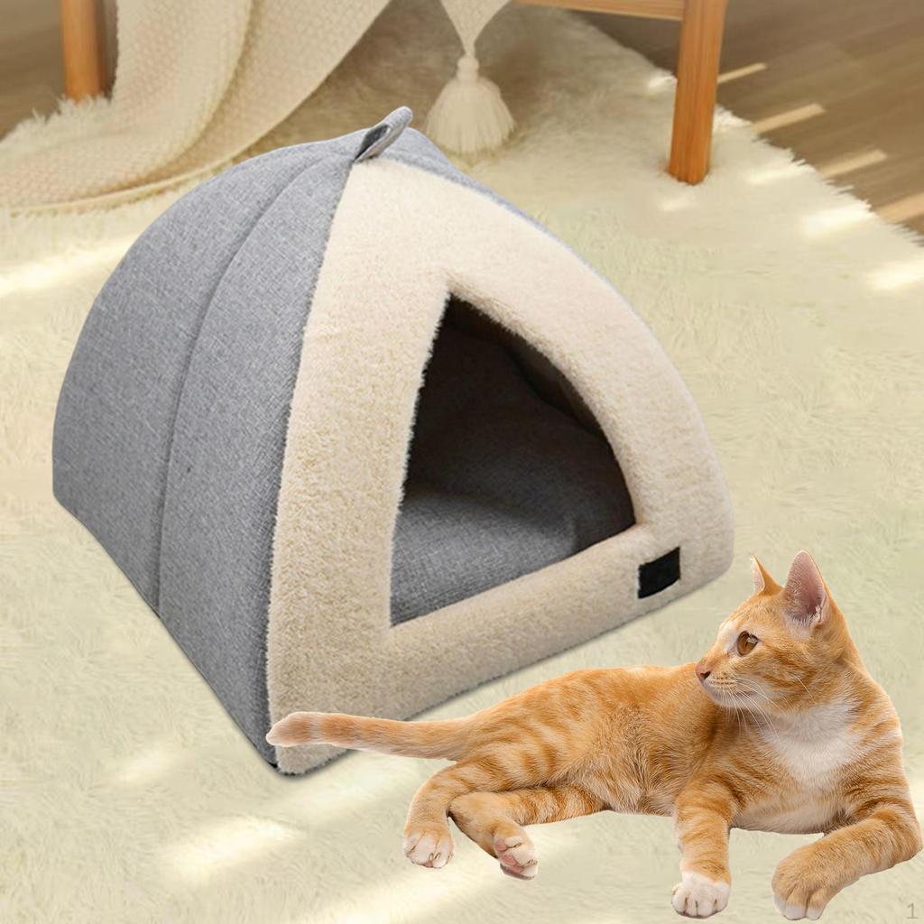 Cat House - Indoor Bed with Removable Cushion Pet Tent for Puppy, Rabbits, Hedgehogs, and Other