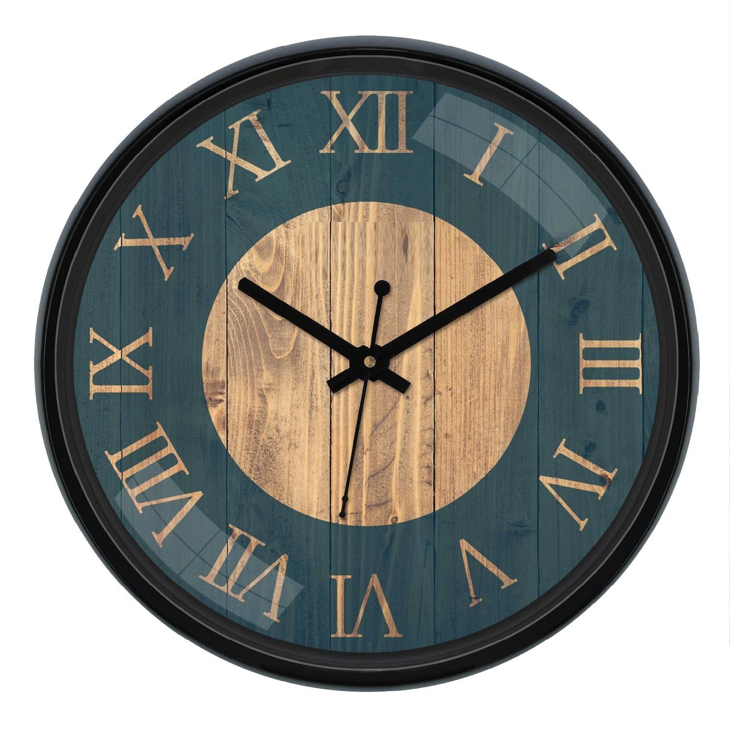 

12-дюймовые пластиковые настенные часы (Черная рамка)