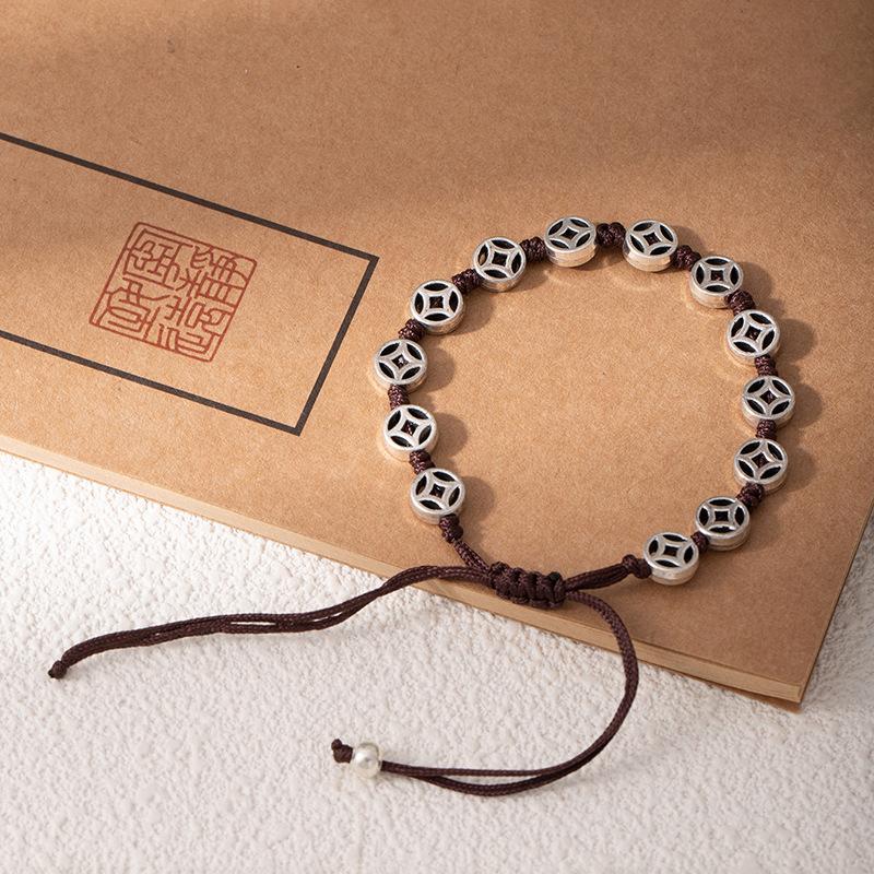 Ethnic Style Coffee Rope Bracelet, Hand-Woven Bracelet, Women'S Versatile Adjustable Butterfly Small Fish Mori Hand Rope