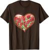 Red Rose Heart Garden Watercolor Graphic Tee Casual Cotton T-Shirt For Men