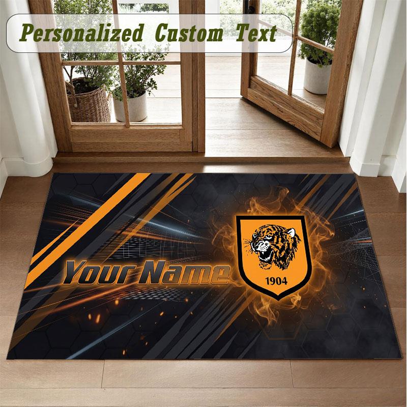 Crystal Velvet Square Rug Custom NameHull FC Pattern Non Slip Home Floor Decor Rug