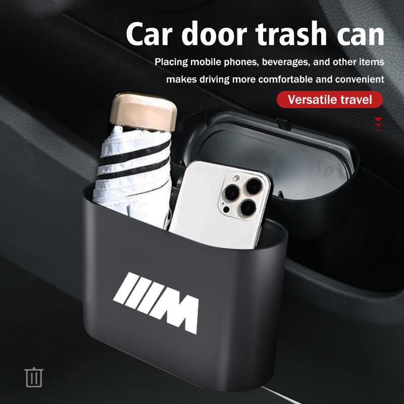 JYPK6 Car Door Hanging Trash Can Storage Box Auto Accessories For BMW Performance M E87 E30 E46 E28 F35 G20 E93 F20 X3 X