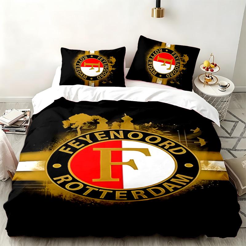Feyenoord Rotterdam Set de 3 piezas Perfecto para uso en el dormitorio Cómodo juego de cama incluye una funda nórdica y dos fundas de almohada Ideal regalo de cumpleaños o Navidad
