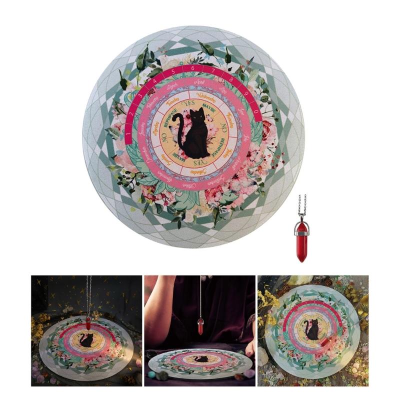 Dowsing Divinations Mat Mouse Pad Cats Pattern Rubber Tablecloth Desk Decoration Tarots Card Pad  for Party Board Game