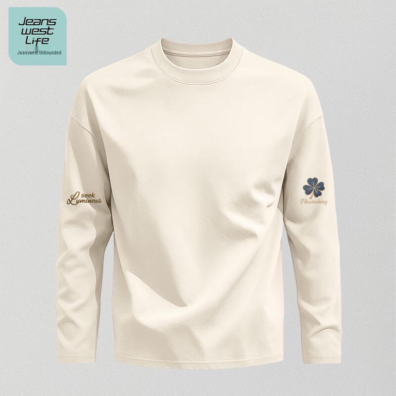 Jeanswest Life Men's Loose Fit Cotton Crewneck Long-Sleeve Tee