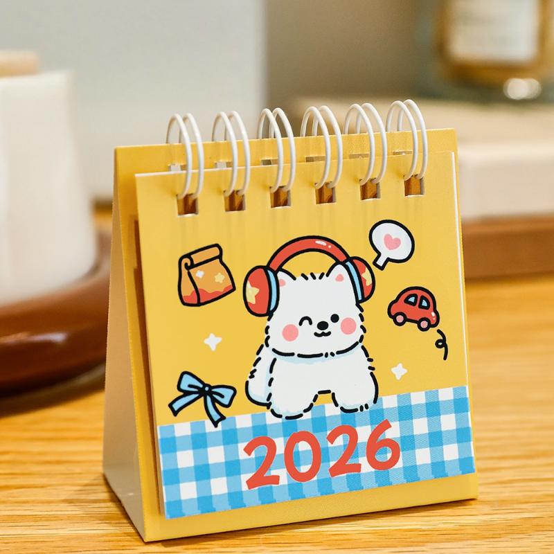 2026 Year Simple Ins Small Desk Calendar Cute Cartoon Dog Calendar Portable Pocket Calendar Schedule Desktop Decoration Gifts
