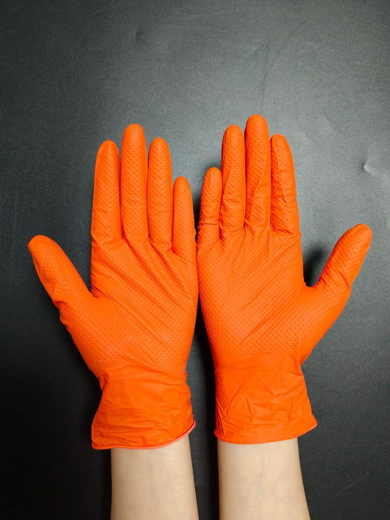 Oil-Proof Nitrile Gloves for Machining & Car Repair - Thick Diamond Pattern, Non-Slip, Oil-Resistant