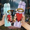 1PC Angel Wing Sacred Heart Pattern 750ml Color Plastic Sports Water Bottle Leakproof Flip Straw Lid Suitable for Sports Office Home Use