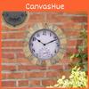 Charming 10 Inch Outdoor Waterproof European Style Resin Wall Clock With Thermometer Ideal For Home Decor