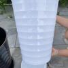 Extra Large White Ribbed Resin Flower Pot with Tray for Money Tree.