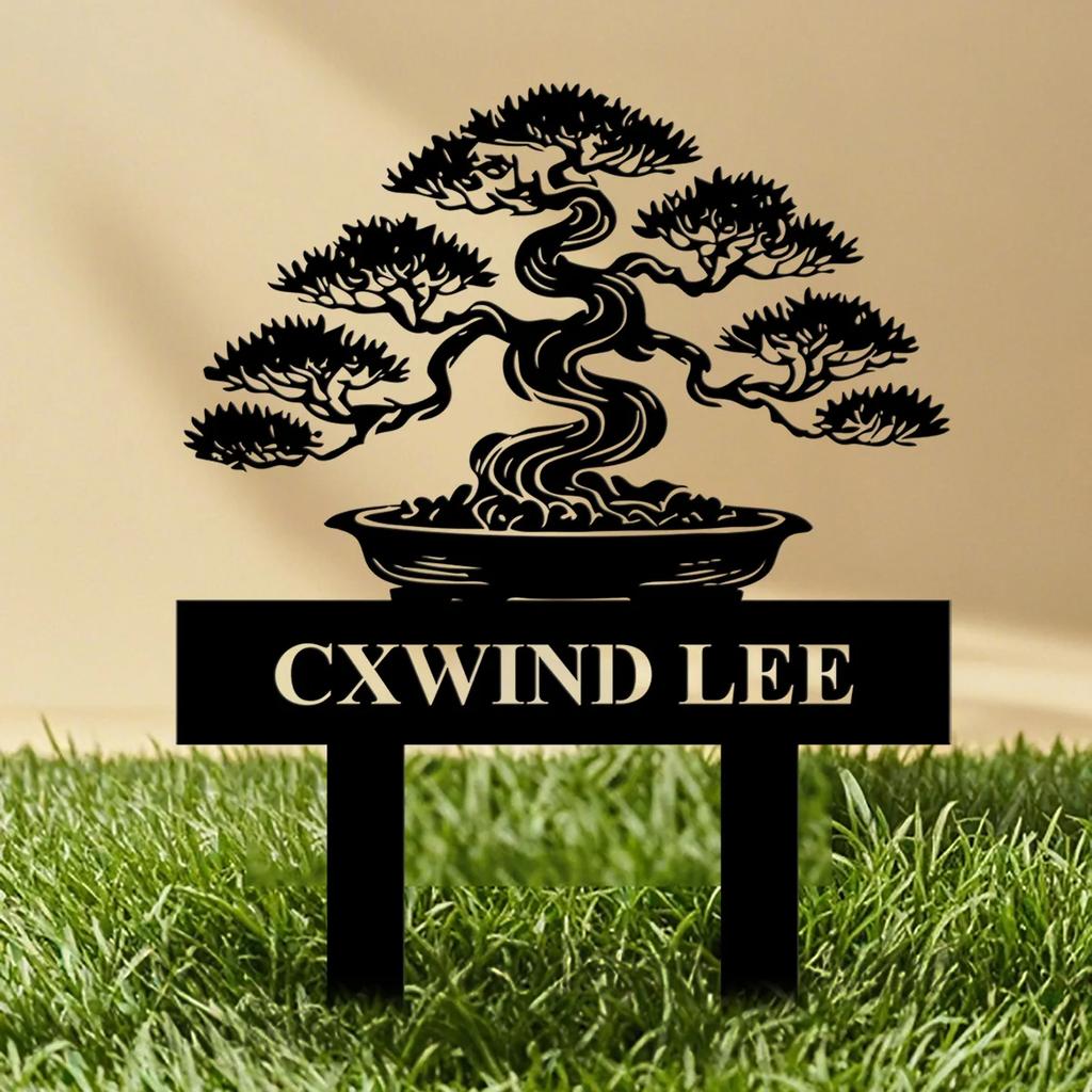 Bonsai Garden Metal Stake Yard Sign Custom Decor