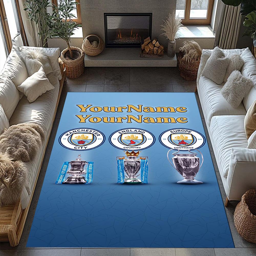 Manchester City Personalized Name Carpet Design for Outdoor Dormitory Dining Room Decorate room Antislip Carpet Anime Office Decor