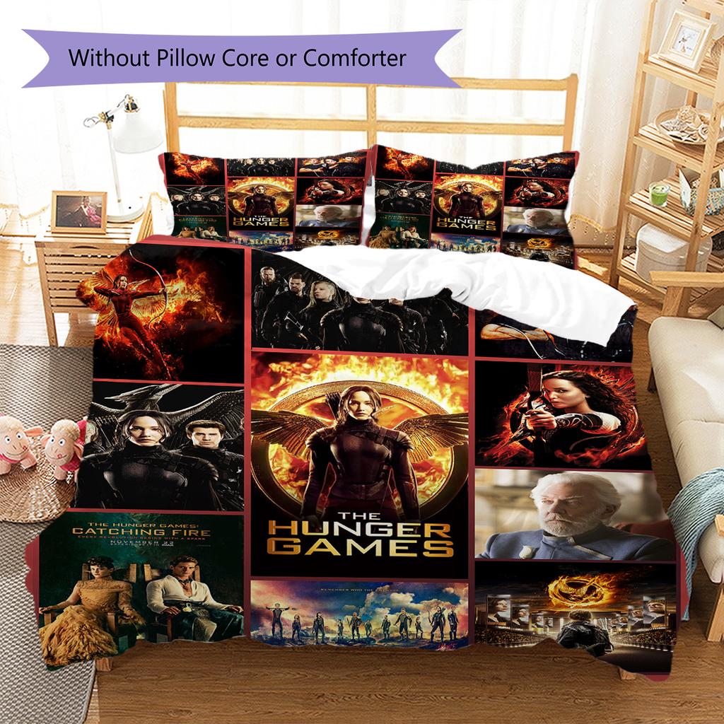 Movie Puzzle Pattern Bedding Quilt Set Quilt Cover Pillowcase Home Decoration Gift (1 * duvet cover + 2 * pillowcase, without core)