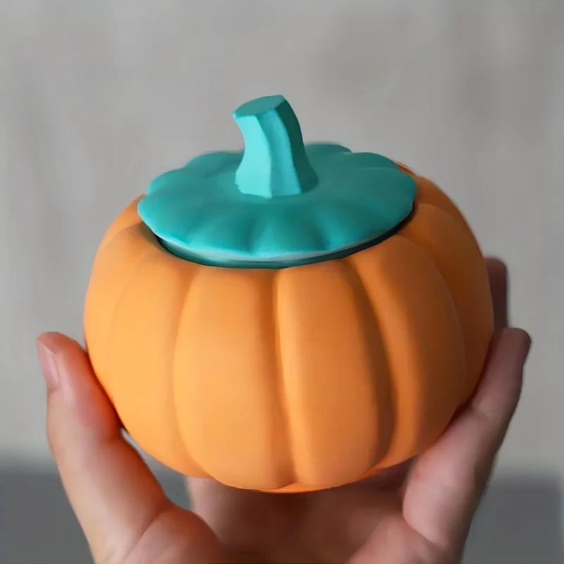 Halloween Series Pumpkin Storage Box Silicone Mold Plaster Candle Holder Jar Making Silicone Mould Handmade Flowerpot Resin