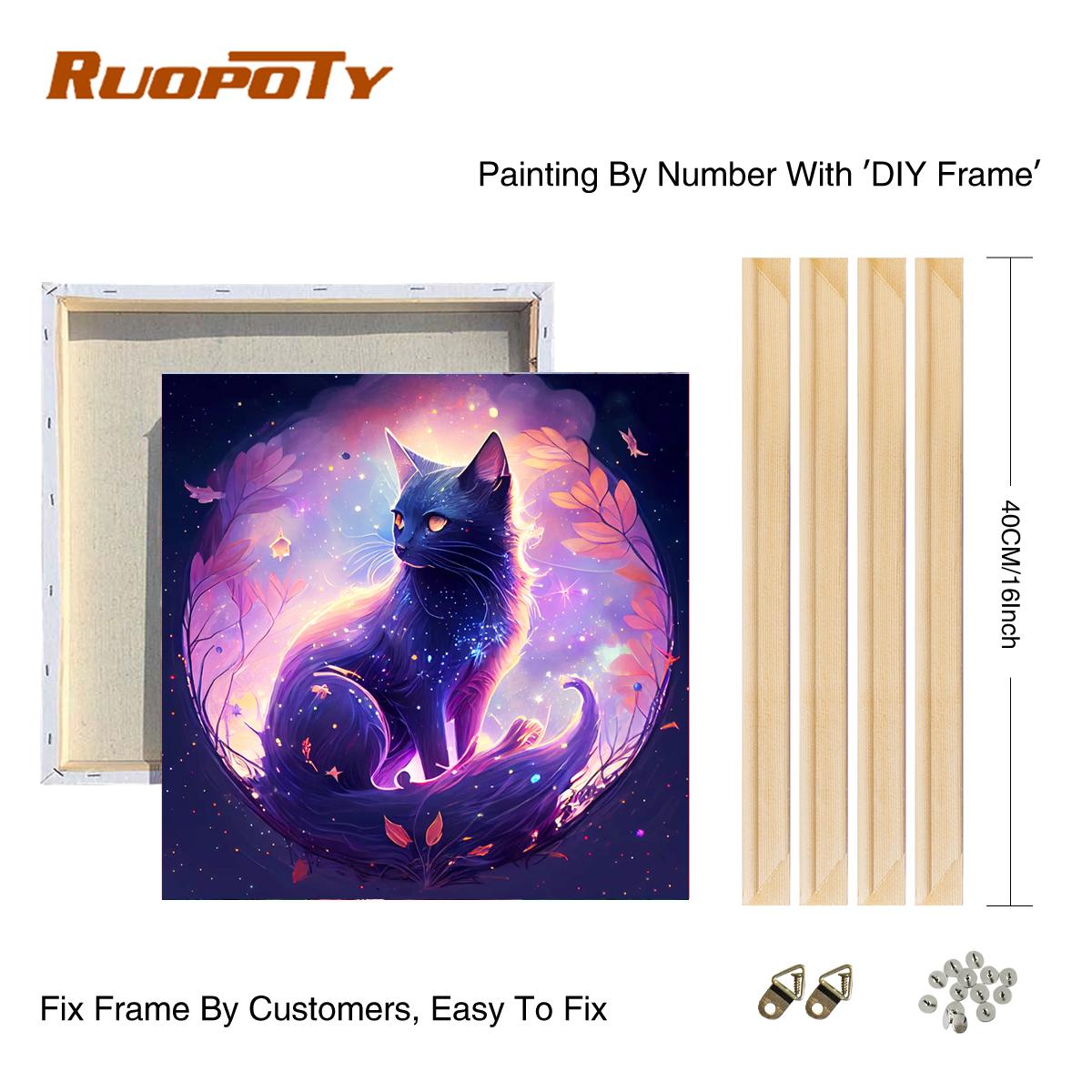 

Рамка для рисования кошек по номерам для взрослых, наборы с изображением животных, фантазийная картина, краска по номерам, стартовый набор для подарка «сделай сам», 40x40 см 40x50cm Diy Frame