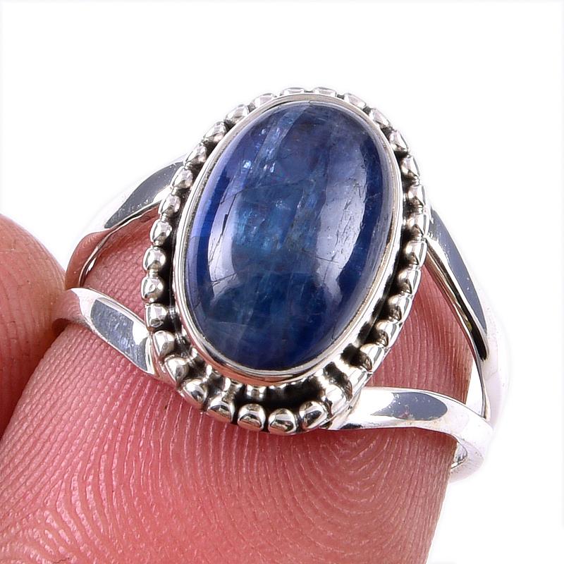 

Natural Kyanite Gemstone Handmade 925 Solid Sterling Silver Gift Ring S.6 w0e06