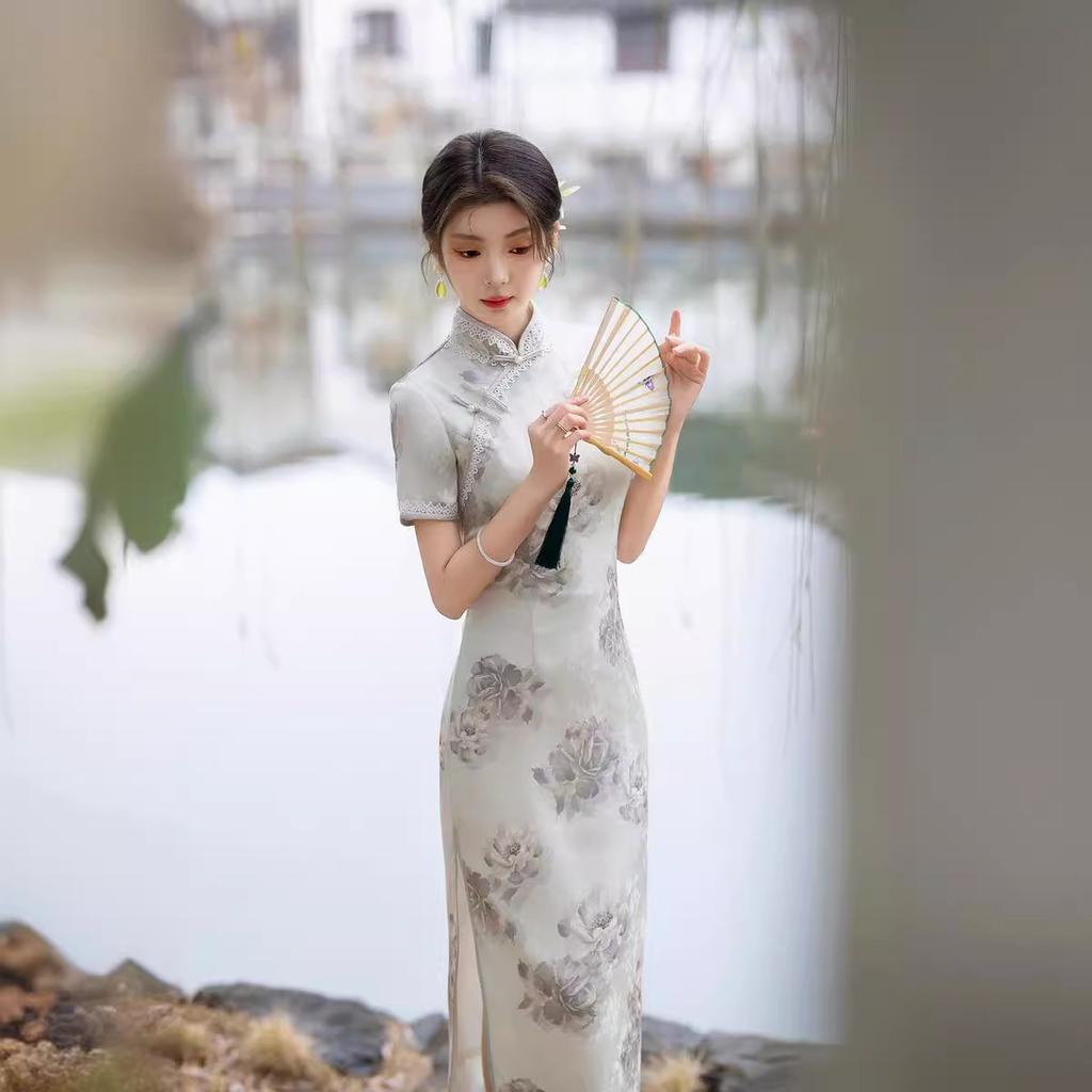 Old Shanghai long cheongsam 1011 spring new new Chinese-style young temperament long-sleeved national style dress