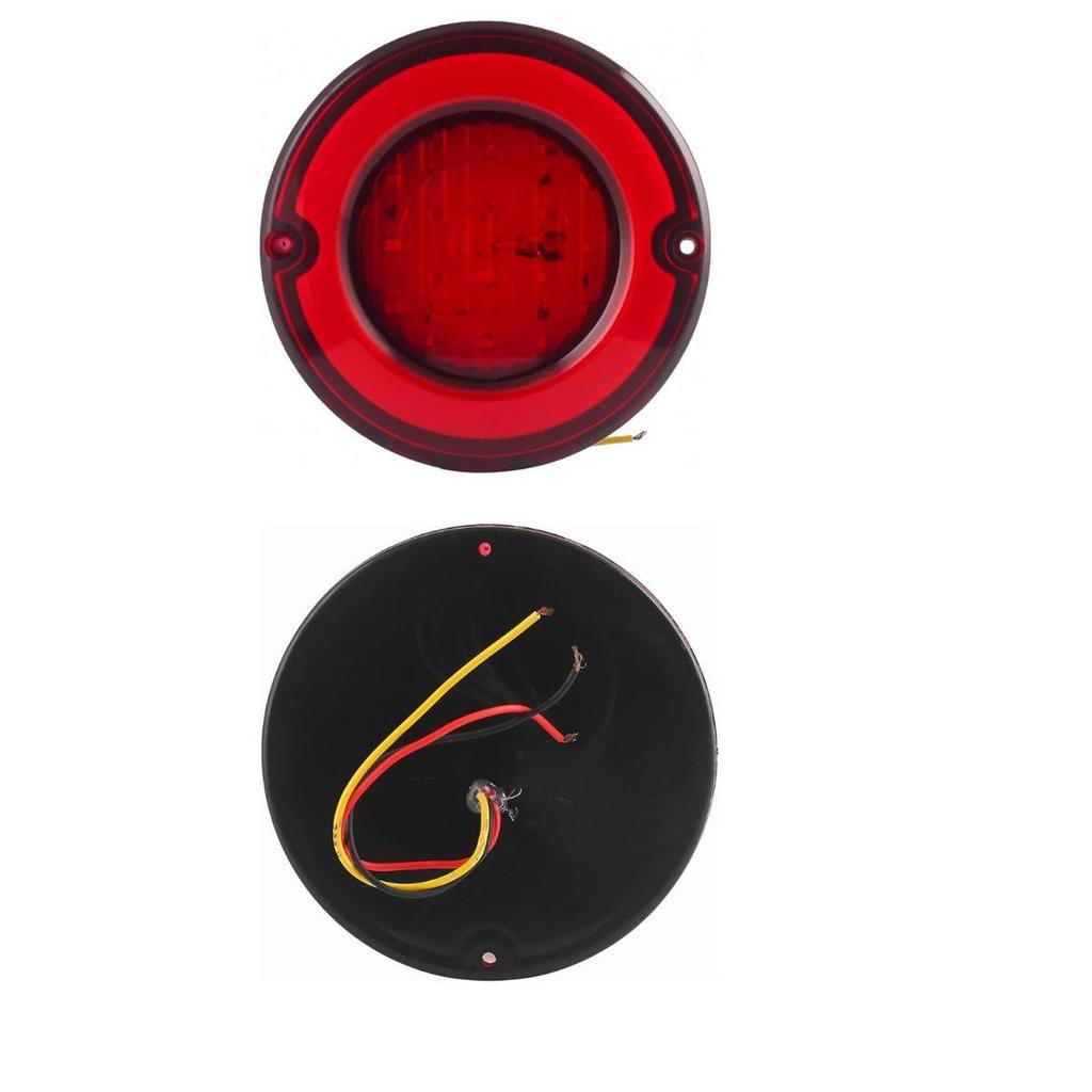 2-Pcs Vintage 12V LED Round Tail Light Assembly – 127mm Dia Rear Lamp Combination for Iveco Buses & Universal Vehicles | Stop & Tail Light