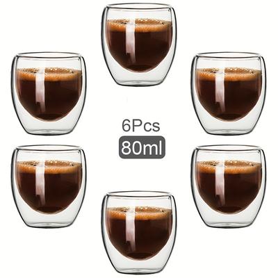 Skleněný šálek s dvojitou stěnou Tepelná izolace Transparentní Ručně vyráběné šálky na čaj MINI Sklenice na whisky Hrnek na espresso