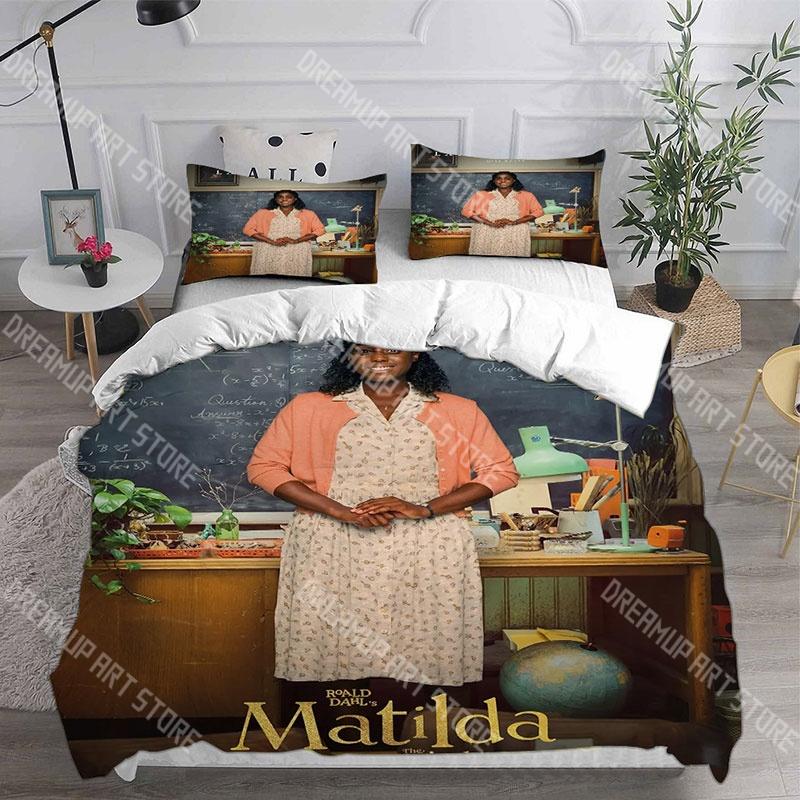 Fashion Roald Dahl’s Matilda the Musical Bedding Set Single Twin Full Queen King Size Bed Set Kids Bedroom Duvetcover Set