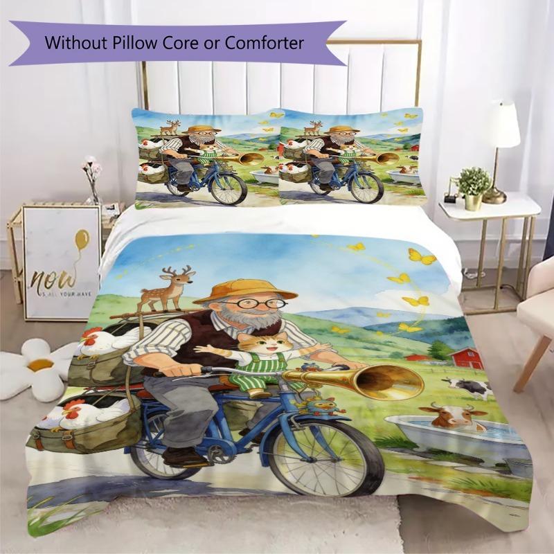Set Biancheria da Letto Fattoria Pettson e Findus Copripiumino per Bambini con Federa(1 * copripiumino + 2 * federa, senza nucleo)