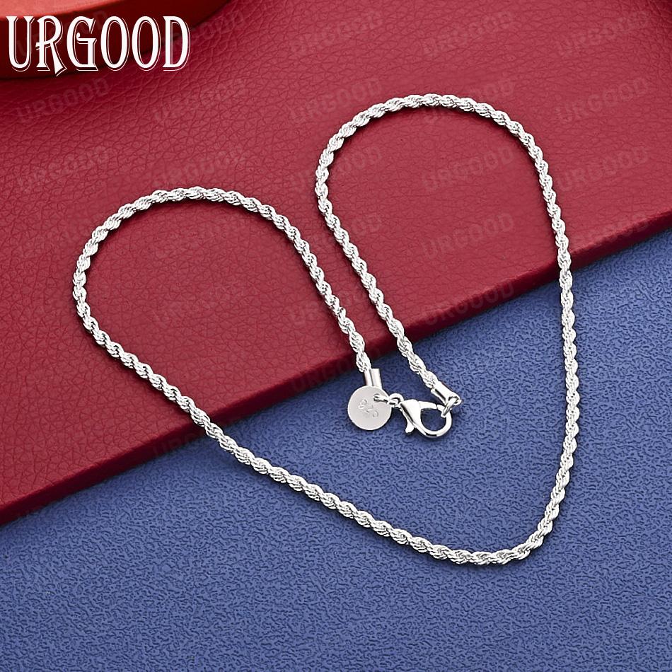Collana in Argento Sterling 925, 2 mm, Corda Intrecciata Raffinata - Gioiello Regalo per Banchetto