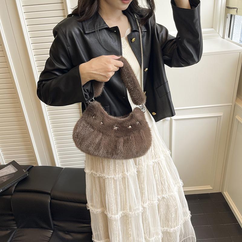Bag New Fashion Xiaoxiangfeng Cute Plush Daily Commuter Women's Underarm Bag One Shoulder Crossbody Bag