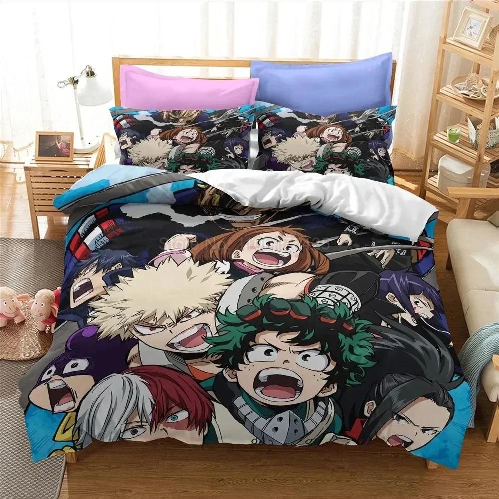 3d My Hero Academia Boys Japanese Anime Bedding Set Printed Bed Set With Pillowcase Bed Duvet Cover Queen Super King Size