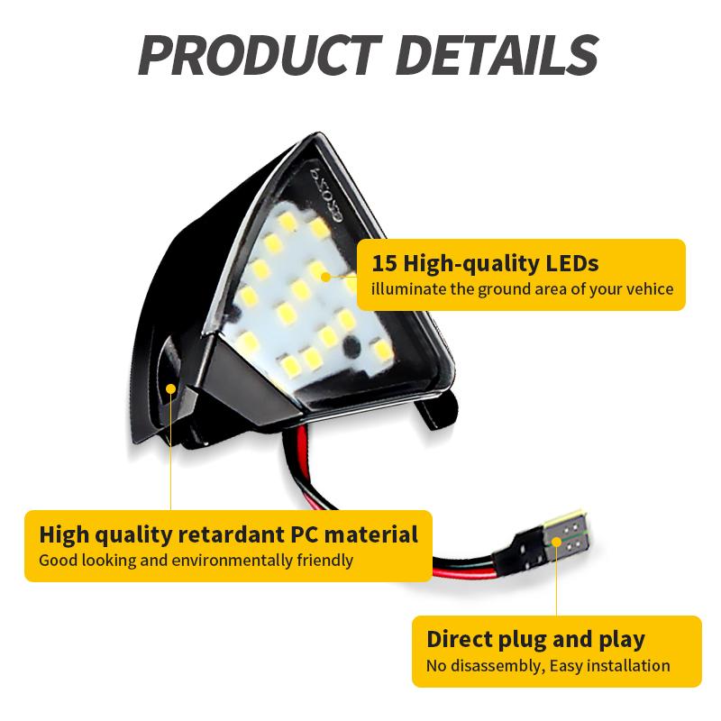 2pcs Puddle Light Car LED White Under Side Mirror Lamp For VW EOS GOLF 5 GTI MK5 Jetta Passat CC B6 Sharan Superb 3C0945292