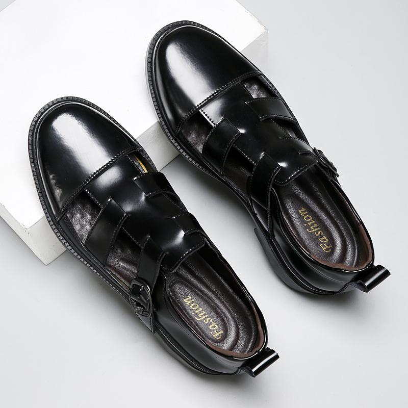 Fashion Stylish Casual Leather Sandals Outdoor Men Summer Flats Breathable Slippers Non-slip Comfortable Beach Shoes Light Roma Footwear