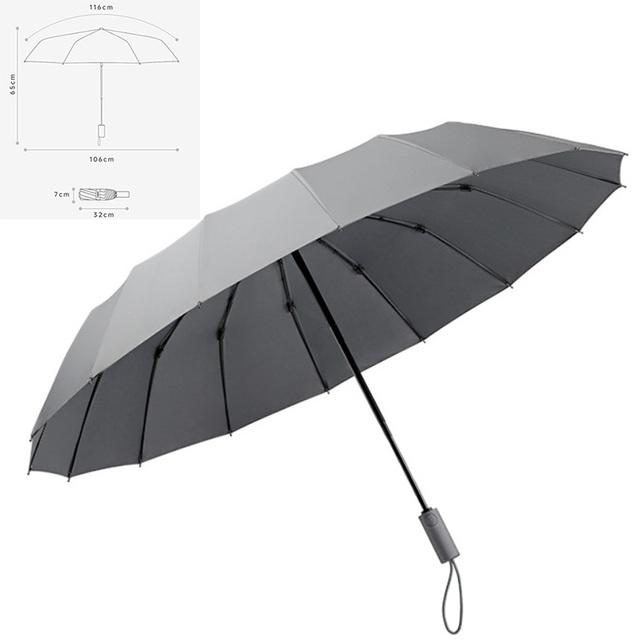

Полностью автоматический зонт мужской ветрозащитный дождевик женский Shine&Rain двойного назначения ретро армированный утолщенный зонт серый