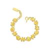 Ginkgo Leaf Diamond Bracelet In Vietnamese Sand Gold - Apricot Beaded Gift for Her Birthday