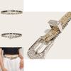 Stylish Rhinestone Decorated Pu Belt With Metal Pin Buckle For Ladies