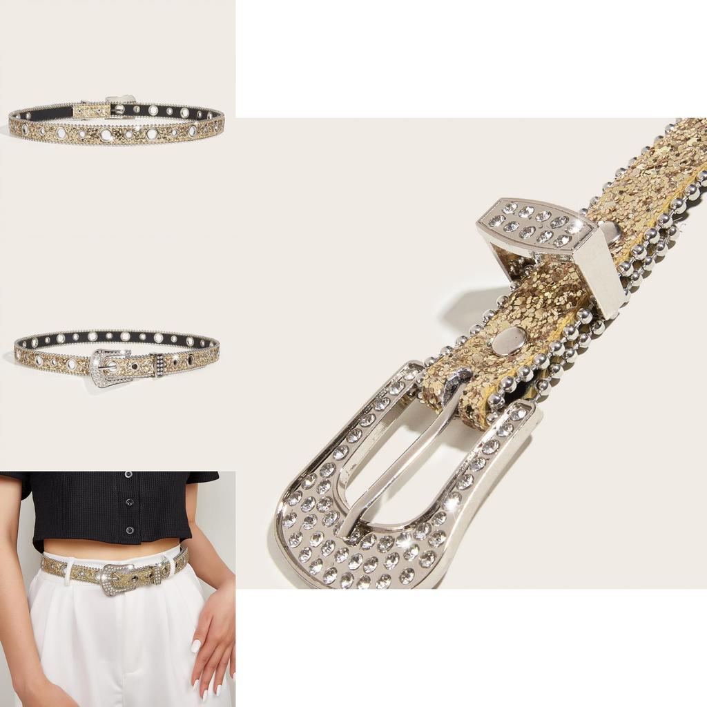 Fashion Pearl Embellished Pu Leather Belt For Women With Silver Alloy Buckle For Casual And Chic Looks