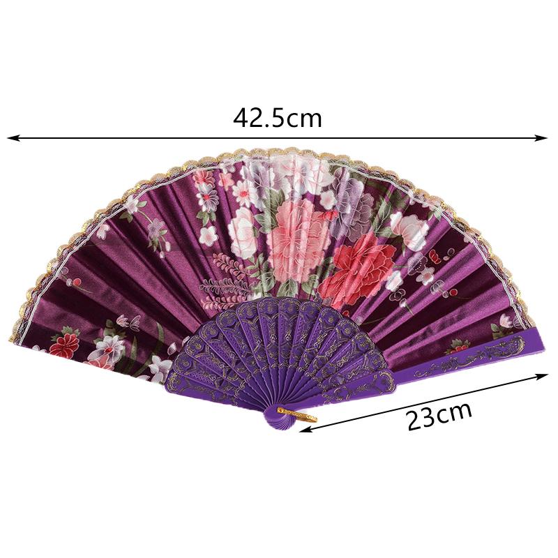 Chinese Style Vintage Silk Folding Fan Art Crafts Gift Home Decoration Dance Hand Fan Handmade Room Decorative Fan