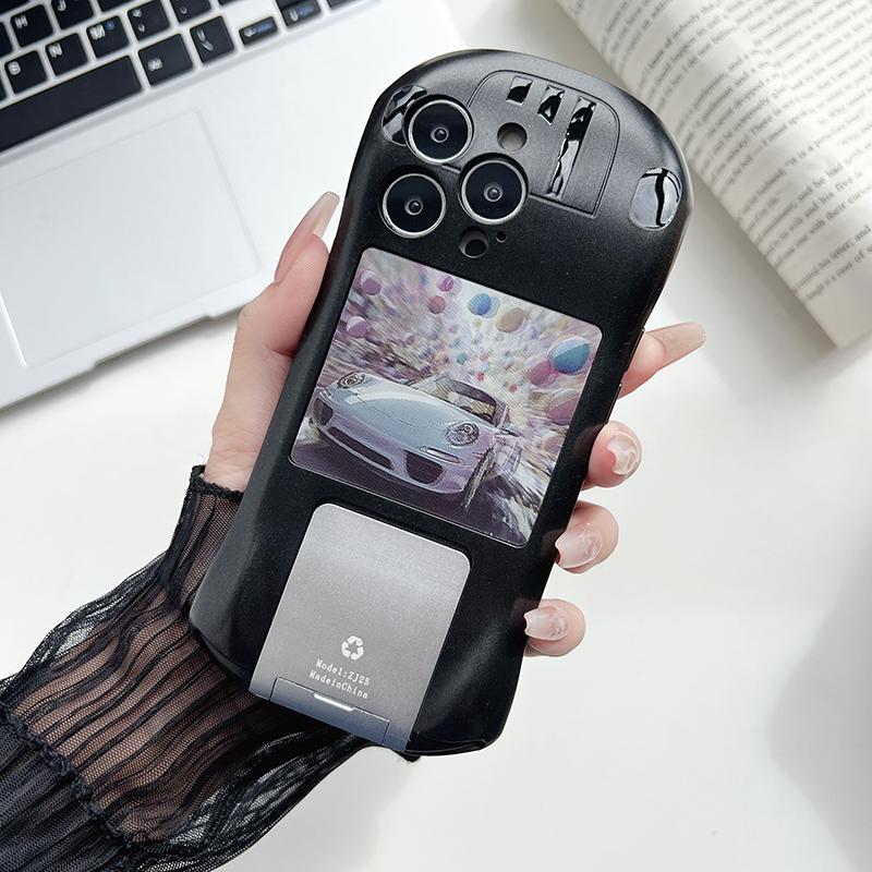 

Чехол для телефона Super Sports Car TPU Metal Sliding Bracket Shockproof для iPhone 15 Pro Max 13 12 11 14 Pro Max Бронированная задняя крышка for iphone11(6.1 ) чёрный