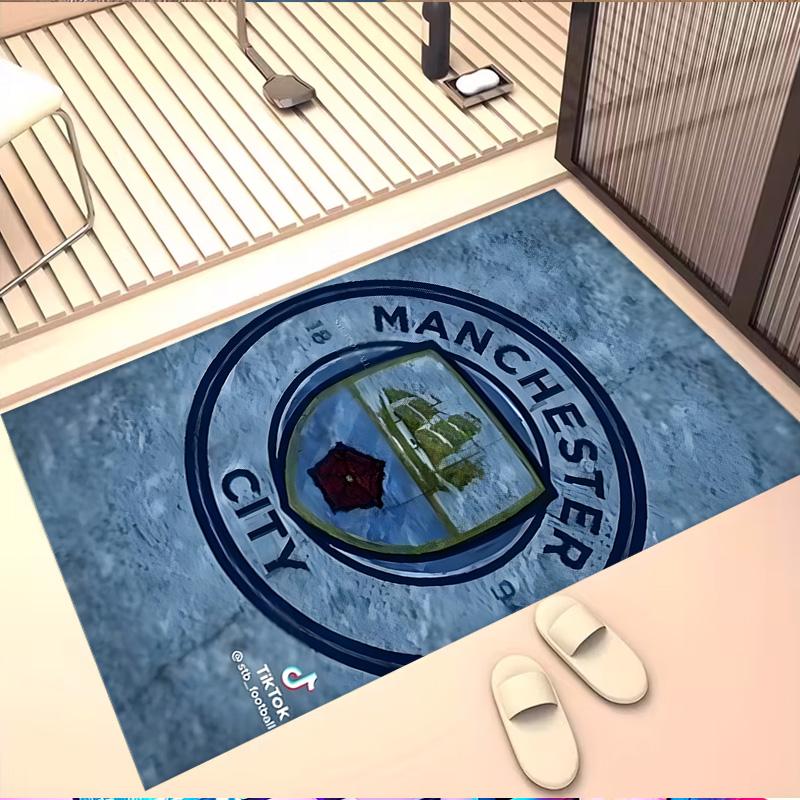 Manchester City FC Print Rug, Washable Floor Carpet, For Entryway Dorm Laundry Room Office Study, Home Decor Birthday Christmas Gift