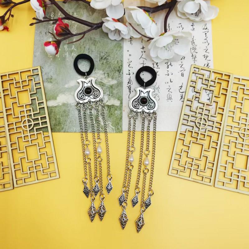 Vintage Floral Alloy Tassel Hair Accessory With Elastic Cord Boho Headband Women Travel Photography