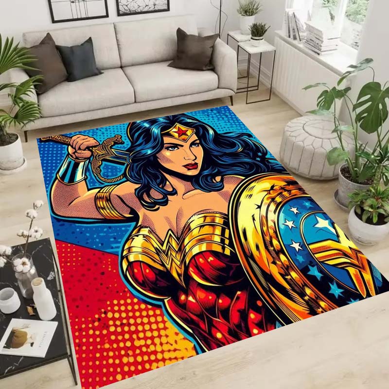 Wonder Woman pattern rug, suitable for living room, bedroom, bedside, balcony and other places, Nordic style decorative rug,