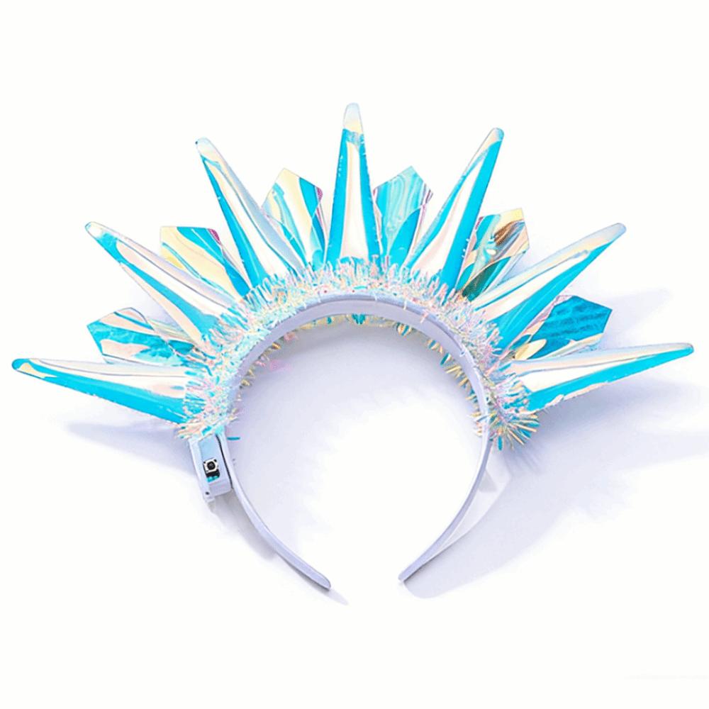 

Flashing Luminous Laser Headband Colorful Glowing Crown Light Up Hair Hoop Halloween Party Style C